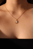 14K Real Gold Plated White Opal Sun Necklace