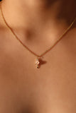 18K Real Gold Plated Pink Gem Saturn Star Necklace