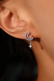 925 Sterling Silver Diamonds Moon Star Earrings