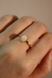 24k Gold 925 Sterling Silver White Opal Ring