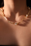 18K Real Gold Plated White Pearls Necklace