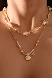 18K Real Gold Plated Sea Shell Pearls Necklace