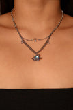 Platinum Plated Moonstone Saturn Star Necklace