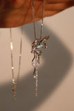 Platinum plated Blue Gem Butterfly Necklace