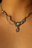 Platinum Plated Opal Dangle Necklace