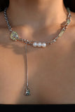 Platinum Plated Jade Pearls Necklace