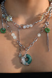 Platinum Plated Jade Pearls Necklace