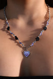 Purple Heart Multi Black Flower Necklace