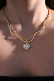 18K Real Gold Plated Blue Opal Heart Necklace