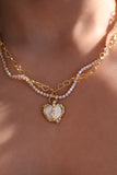 18K Real Gold Plated Blue Opal Heart Necklace