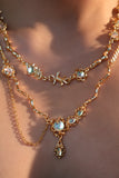 18K Real Gold Plated Multi Opal Twist Necklace