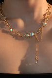 18K Real Gold Plated Opal Twist Necklace