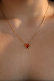 18K Real Gold Plated Natural Red Carnelian Heart Necklace