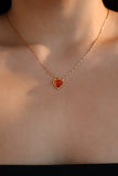 18K Real Gold Plated Natural Red Carnelian Heart Necklace