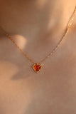 18K Real Gold Plated Natural Red Carnelian Heart Necklace