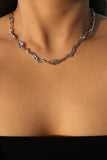 Platinum Plated Multi Moonstones Wave Necklace