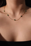 18K Real Gold Stainless Steel Multi Green Gems Necklace