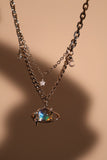 Platinum Plated Moonstone Saturn Star Necklace