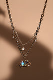 Platinum Plated Moonstone Saturn Star Necklace