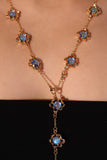 Multi Wearing Deep Blue Moonstones Bracelet Necklace (Waist Chain)