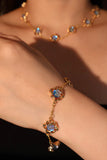 Multi Wearing Deep Blue Moonstones Bracelet Necklace (Waist Chain)