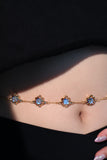 Multi Wearing Deep Blue Moonstones Bracelet Necklace (Waist Chain)