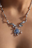 Platinum Plated Blue Shell Necklace