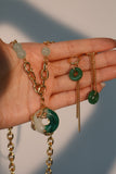 18K Real Gold Plated Jade Dragon Necklace  (EARRINGS INCLUDED)