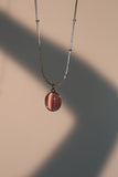 Stainless Steel Pink Opal Pendant Necklace