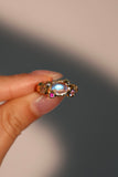 Gold 5 PCS Bundle- Y2K Gemstone Rings + Blue Opal Heart Necklace