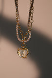 18K Real Gold Plated Blue Opal Heart Necklace