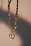 18K Real Gold Plated Blue Opal Heart Necklace