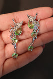 Platinum Plated Green Gem Fairy Earrings