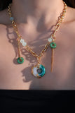 18K Real Gold Plated Jade Dragon Necklace  (EARRINGS INCLUDED)