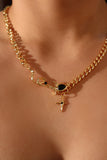 18K Real Gold Plated Black Gem Star Necklace