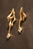 18K Real Gold Plated Blue Gem Flame Earrings