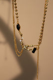 18K Real Gold Plated Black Gem Star Dangle Necklace