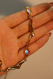 18K Real Gold Plated Multi Moonstones Wave Necklace