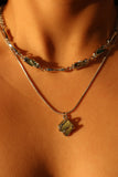 Platinum Plated Natural Jade Pendant Necklace