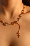 18K Real Gold Plated Moonlight Star Drop Necklace