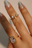 18K Real Gold Plated 2 in 1 Chain Stars Diamond Ring