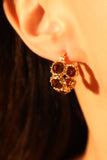 14K Real Gold Plated Brown Gem Hoop Earrings