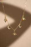 18K Gold Vermeil Multi Moon Star Necklace