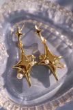 18K Real Gold Plated Saturn Star Earrings