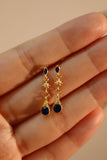 18K Gold Vermeil Blue Gems Star Dangle Earrings