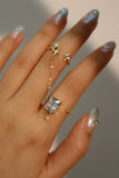 18K Real Gold Plated 2 in 1 Chain Stars Diamond Ring