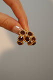 14K Real Gold Plated Brown Gem Hoop Earrings