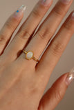 24k Gold 925 Sterling Silver White Opal Ring