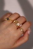 18K Real Gold Plated White Opal Ring