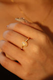 24k Gold 925 Sterling Silver White Opal Ring